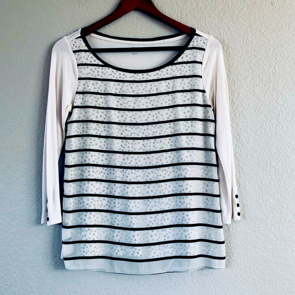 Ann Taylor LOFT Cream Layered 3/4 Sleeve Top XS